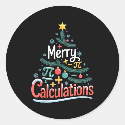 Merry Calculations Funny Math Teacher Christmas  Runder Aufkleber (Vorderseite)