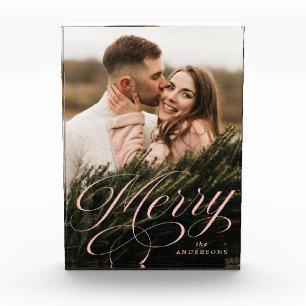 Merry Calligraphy Blush Script Holiday Fotoblock