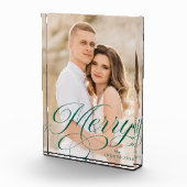 Merry Calligraphy Green Script Holiday Fotoblock (Rechts)