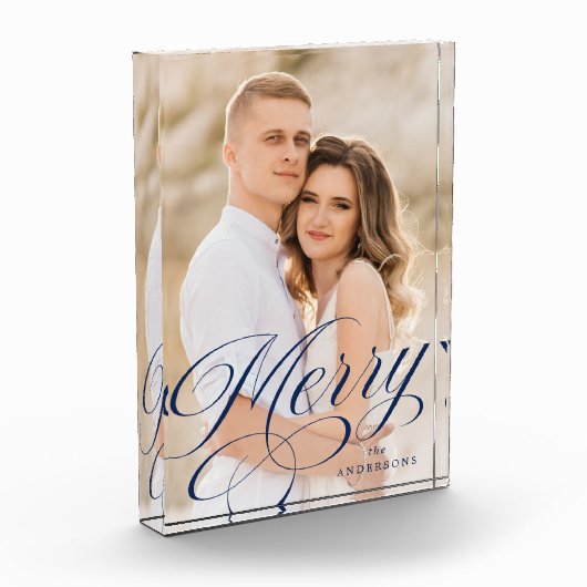 Merry Calligraphy Navy Script Holiday Fotoblock (Links)