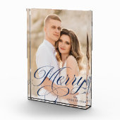 Merry Calligraphy Navy Script Holiday Fotoblock (Rechts)