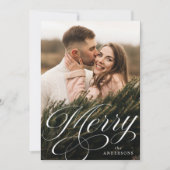 Merry Calligraphy Script Foto Feiertagskarte (Vorderseite)