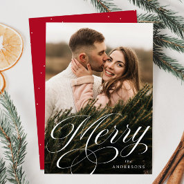 Merry Calligraphy Script Foto Feiertagskarte