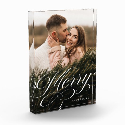 Merry Calligraphy Script Holiday Fotoblock (Links)