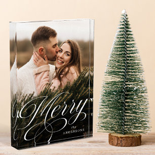 Merry Calligraphy Script Holiday Fotoblock
