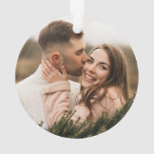 Merry Calligraphy Script Navy Blue Foto Ornament (Rückseite)