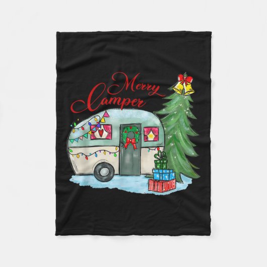 Merry Camper Christmas Santa Camper Camng Truck Xm Fleecedecke (Vorderseite)