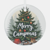 Merry Campmas Camping Thema Weihnachtsbaum Ornament Aus Glas (Vorderseite)