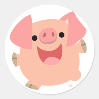 Merry Cartoon Pig Rundaufkleber Runder Aufkleber