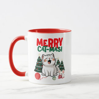 Merry Cat-Mas Coffee Tasse: Adorable Cartoon Cat Tasse