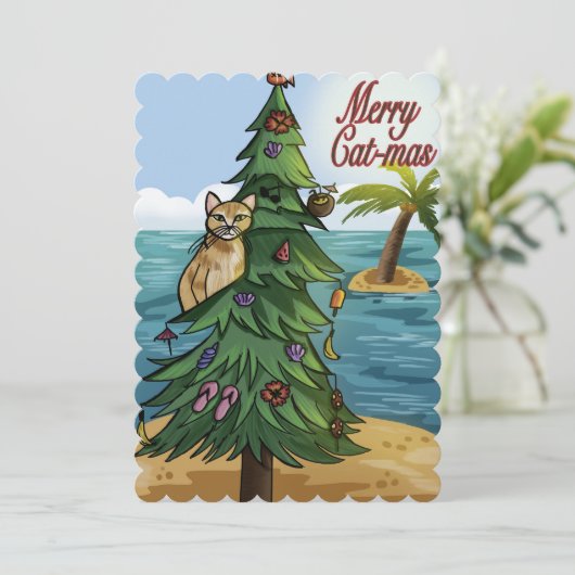 Merry Cat-Mas Feiertagskarte (Stehend Vorderseite)