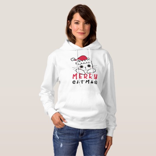 Merry Cat Mas für Weihnachten, Weihnachten, Katzen Hoodie (Vorne ganz)