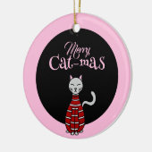 Merry Cat-Mas Pink/Black Christmas Keramik Ornament (Links)