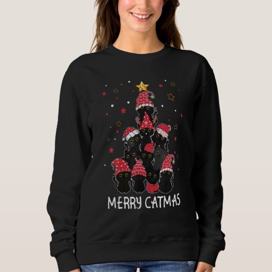 Merry Cat Mas Santa Black Cat Christmas 2022 Sweatshirt (Vorderseite)