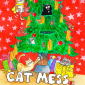 Merry Cat Mess Grußkarte von Nicole Janes Karte