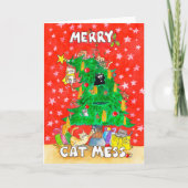 Merry Cat Mess Grußkarte von Nicole Janes Karte (Vorderseite)