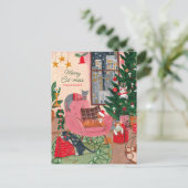 Merry Cat-mess Katzen Weihnachtskarte Feiertagspostkarte (Stehend Vorderseite)