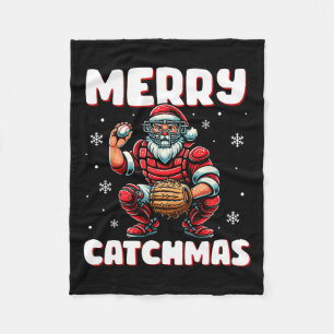 Merry Catchmas Santa Claus Baseball Catcher Xmas C Fleecedecke