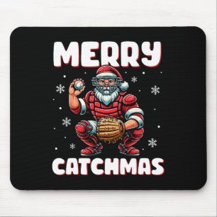 Merry Catchmas Santa Claus Baseball Catcher Xmas C Mousepad