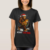 Merry Catmas Bigfoot And Lights Santa Hat Funny Ca T-Shirt (Vorderseite)