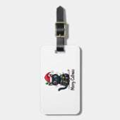 Merry Catmas Black Cat Christmas Light Xmas Family Gepäckanhänger (Vorderseite vertikal)