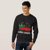 Merry Catmas Black Cat und Weihnachtsbaum Red Truc Sweatshirt (Vorne ganz)