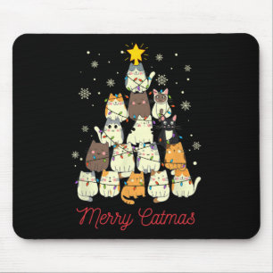 Merry Catmas Cat Christmas Tree Cat Lover Mousepad