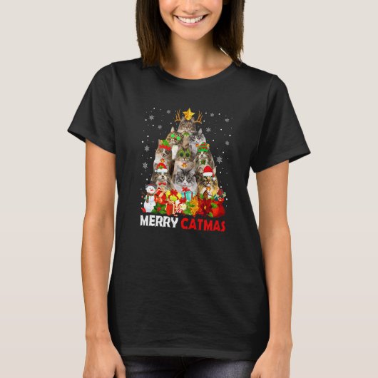 Merry Catmas Cat Mom Cat Dad Christmas Norwegian F T-Shirt (Vorderseite)