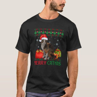 Merry Catmas Cat Ugly Christmas Abyssinian Mama Va T-Shirt