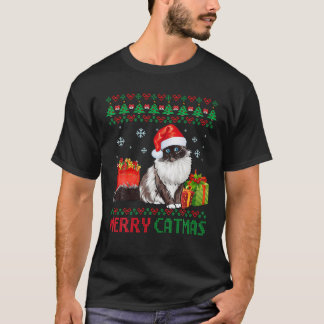 Merry Catmas Cat Ugly Christmas Birman Mama Vater T-Shirt