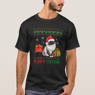 Merry Catmas Cat Ugly Christmas Birman Mama Vater T-Shirt