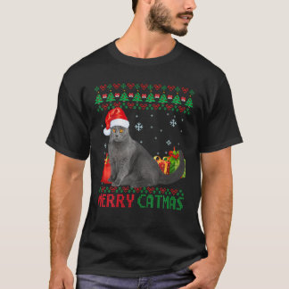 Merry Catmas Cat Ugly Christmas Chartreux Mama Vat T-Shirt