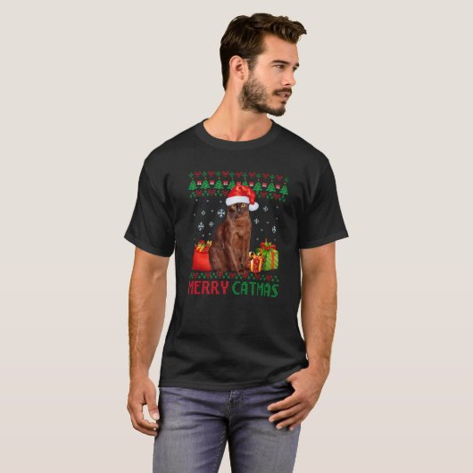Merry Catmas Cat Ugly Christmas Havana Brown Mama T-Shirt (Vorne ganz)