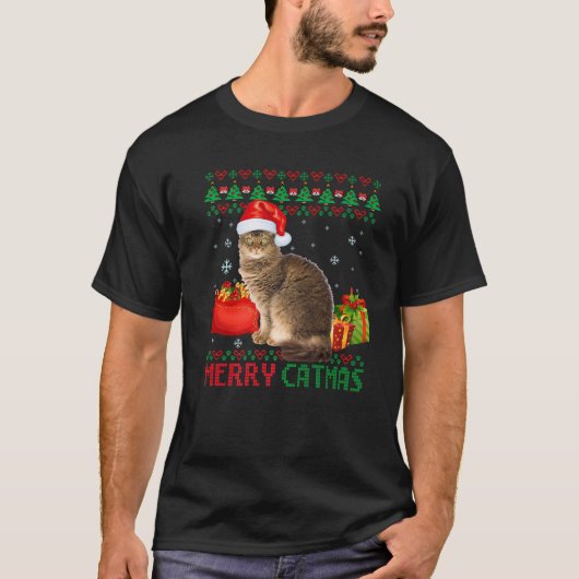 Merry Catmas Cat Ugly Christmas Laperm Cat Mama Va T-Shirt (Vorderseite)