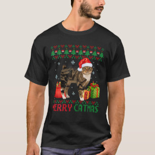Merry Catmas Cat Ugly Christmas Manx Catt Mama Vat T-Shirt