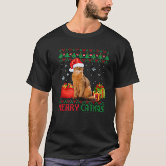 Merry Catmas Cat Ugly Christmas Somali Catt Mama D T-Shirt
