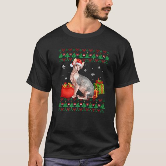 Merry Catmas Cat Ugly Christmas Sphynx Mama Vater T-Shirt (Vorderseite)
