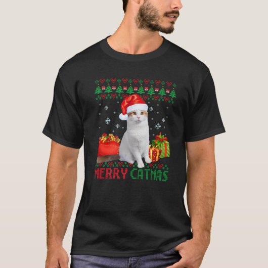 Merry Catmas Cat Ugly Christmas Turkish Van Mama D T-Shirt (Vorderseite)