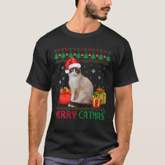 Merry Catmas Cat Ugly Weihnachten Tonki Mama Vater T-Shirt