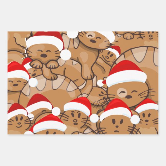 Merry Catmas Cats Ugly Weihnachtskraut Geschenkpapier Set (Vorderseite 3)