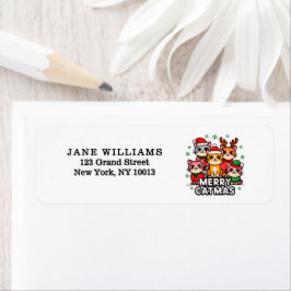 Merry Catmas Christmas Return Address Label