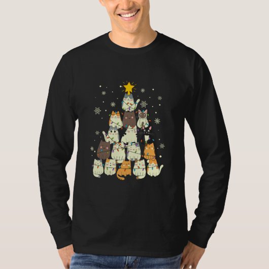 Merry Catmas Christmas Tree Cat T-Shirt (Vorderseite)