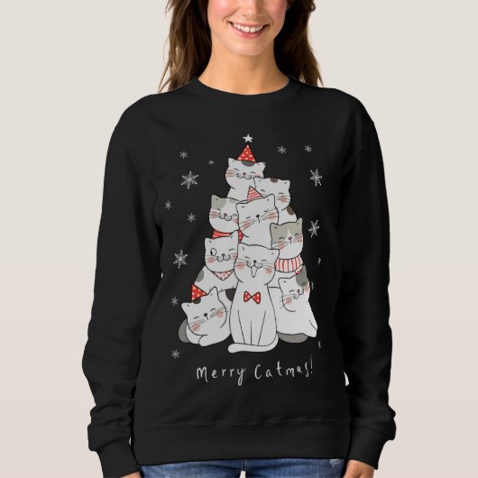 Merry Catmas Christmas Tree Winter Cats Santa Cat Sweatshirt (Vorderseite)