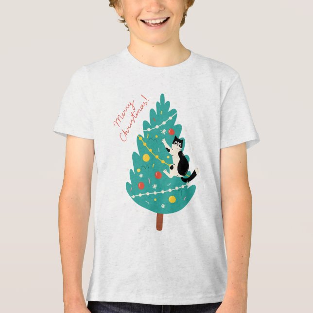 Merry Catmas - Ein purer Weihnachtskletter Tri-Blend Shirt (Vorderseite)