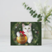 Merry Catmas Feiertagspostkarte (Stehend Vorderseite)