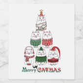 Merry Catmas Food and Beverage Label Set Weinetikett (Einzelnes Label)