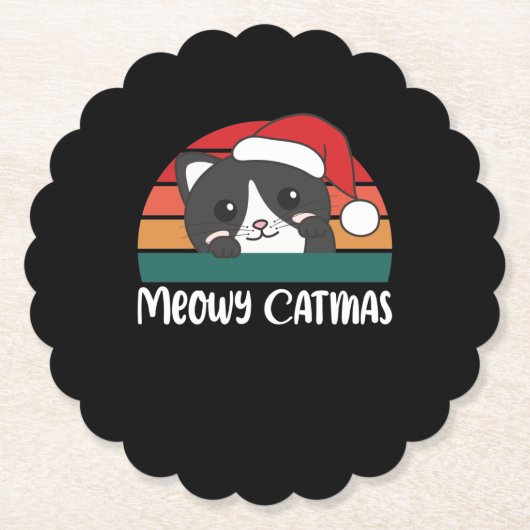 Merry Catmas Funny Cat Christmas Pub Untersetzer (Vorderseite)