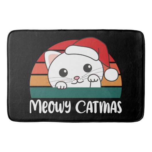 Merry Catmas Funny Cat Christmas Pun Bath Mat Badematte (Vorderseite)