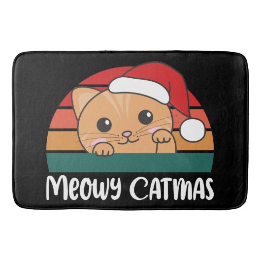 Merry Catmas Funny Cat Christmas Pun Bath Mat Badematte (Vorderseite)