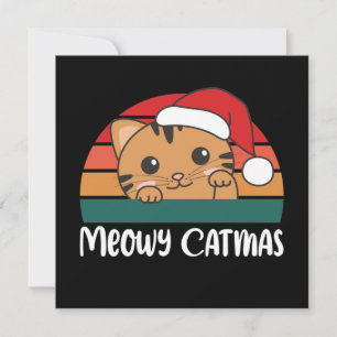 Merry Catmas Funny Cat Christmas Pun Einladung